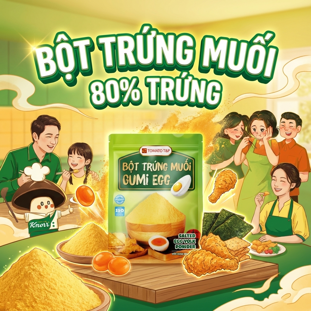 Bột Trứng Muối Gumi Egg Tomato T&P, Dùng Làm Sốt Trứng Muối, Bánh Bao Kim Sa Trứng Chảy, Làm Bánh