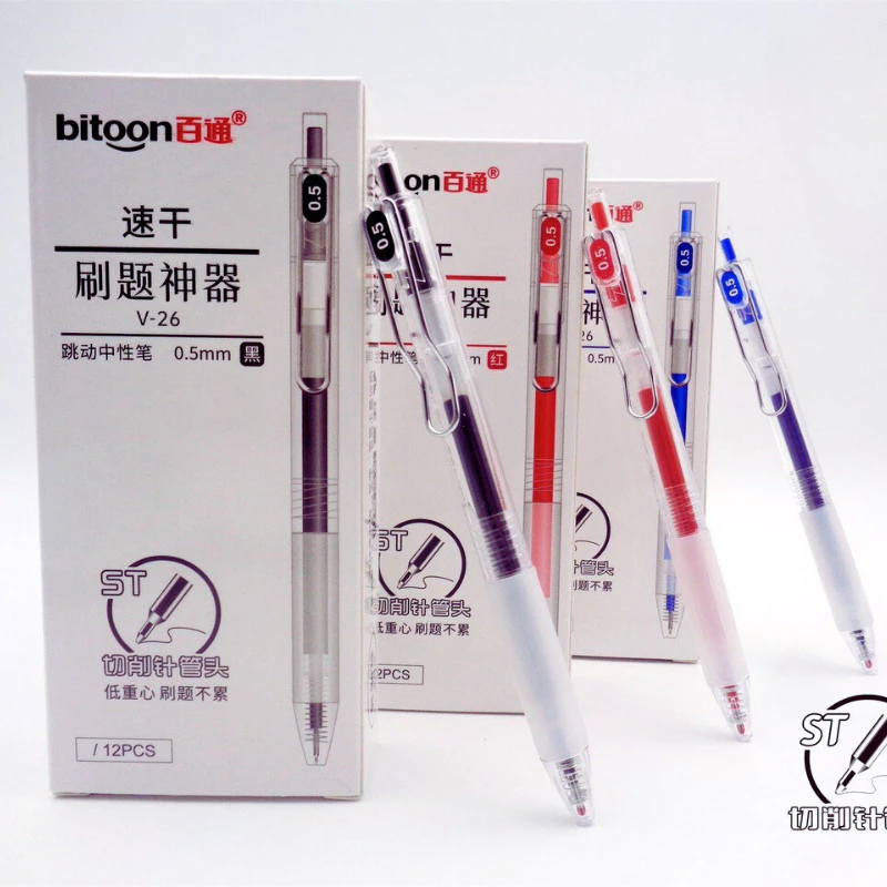 Bút gel Bitoon V53 V26 ngòi 0.5mm viết trơn mượt nhanh khô 3 màu mực ...