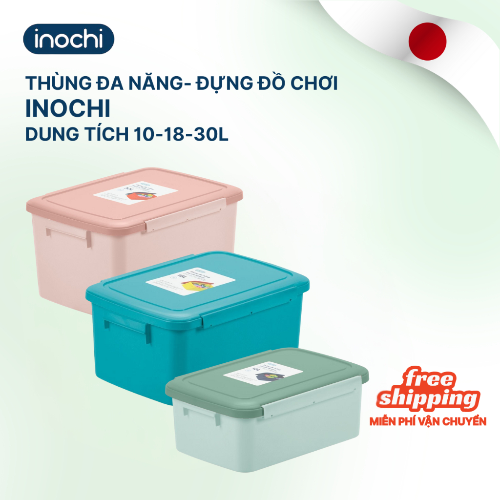 Thùng nhựa đa năng đựng đồ chơi cho bé Notoro Inochi 10L 18L 30L - An toàn, cao cấp, kháng khuẩn