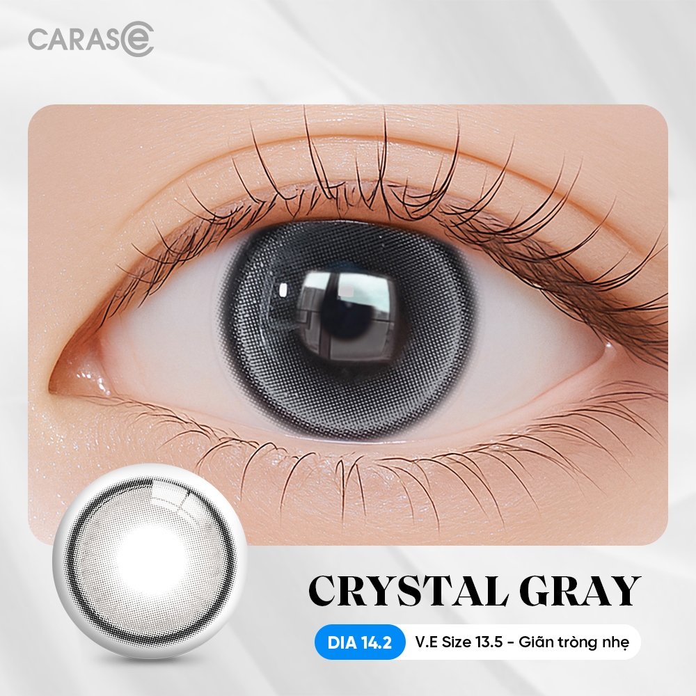 [1 chiếc] Kính áp tròng khoá ẩm 8H 1 Ngày Màu Xám Pha Lê CARASE, Lens cận CRYSTAL GRAY