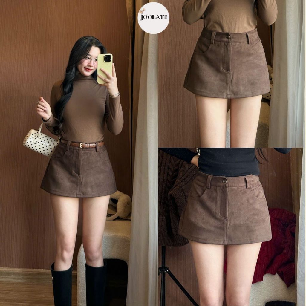Chân Váy Da Lộn Dáng A Khóa Trước – Váy Ngắn Basic Nữ Mix Đồ Đẹp, Tôn Dáng Xinh Joolate CVdalon02_P0K46
