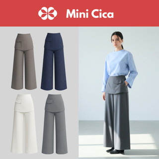 Quần váy nữ công sở, quần váy ống rộng đi làm thanh lịch, quần váy kẻ, có túi hộp Minicica Q03
