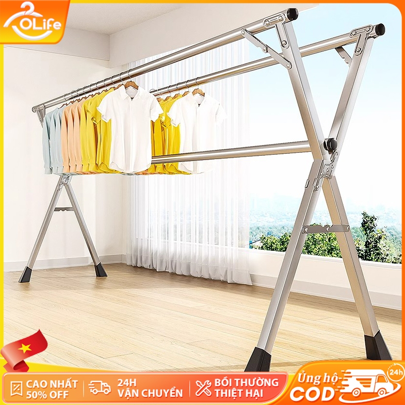 𝐎𝐥𝐢𝐟𝐞 Giàn Phơi Đồ Lắp Ráp Dễ Dàng Giá Treo Quần Áo Có Thể Thu Vào Sào Phơi Inox