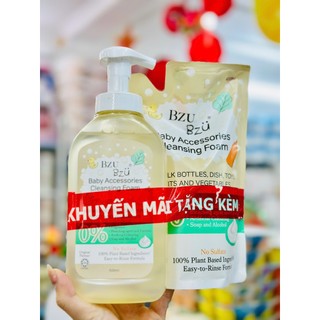 Nước Rửa Bình Sữa Và Đồ Dùng Em Bé BZU BZU Cleansing Foam Tạo Bọt, Thành Phần Thực Vật Chai 500ml