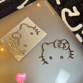 nhãn dán Hello Kitty 3D cho máy tính, tai nghe, xe điện, ô tô, tem ép nhũ cao cấp chống nước, nhận in theo yêu cầu