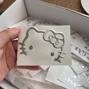nhãn dán Hello Kitty 3D cho máy tính, tai nghe, xe điện, ô tô, tem ép nhũ cao cấp chống nước, nhận in theo yêu cầu