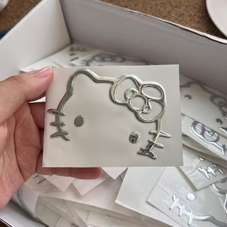 nhãn dán Hello Kitty 3D cho máy tính, tai nghe, xe điện, ô tô, tem ép nhũ cao cấp chống nước, nhận in theo yêu cầu