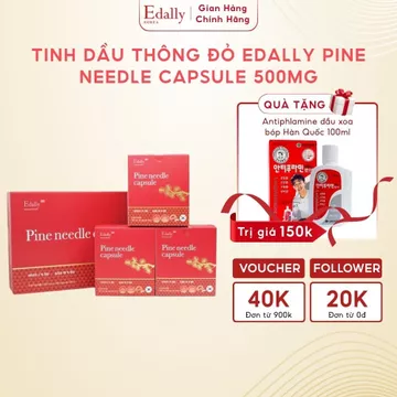 Tinh dầu thông đỏ Edally BH Hàn Quốc hỗ trợ lưu thông máu, tốt sức khỏe tim mạch 180 viên