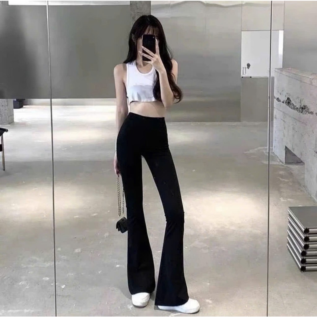Quần Legging nữ ống loe hack dáng chiều cao