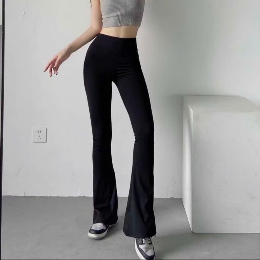 Quần Legging nữ ống loe hack dáng chiều cao