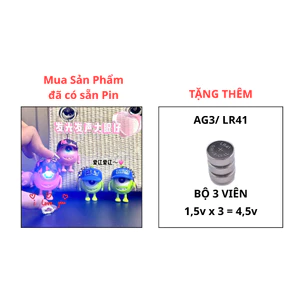 Móc Khóa nhân vật Mike Wazowski,Móc khóa tình nhân I Love You, Có Đèn LED và Âm Thanh Làm Quà Tặng