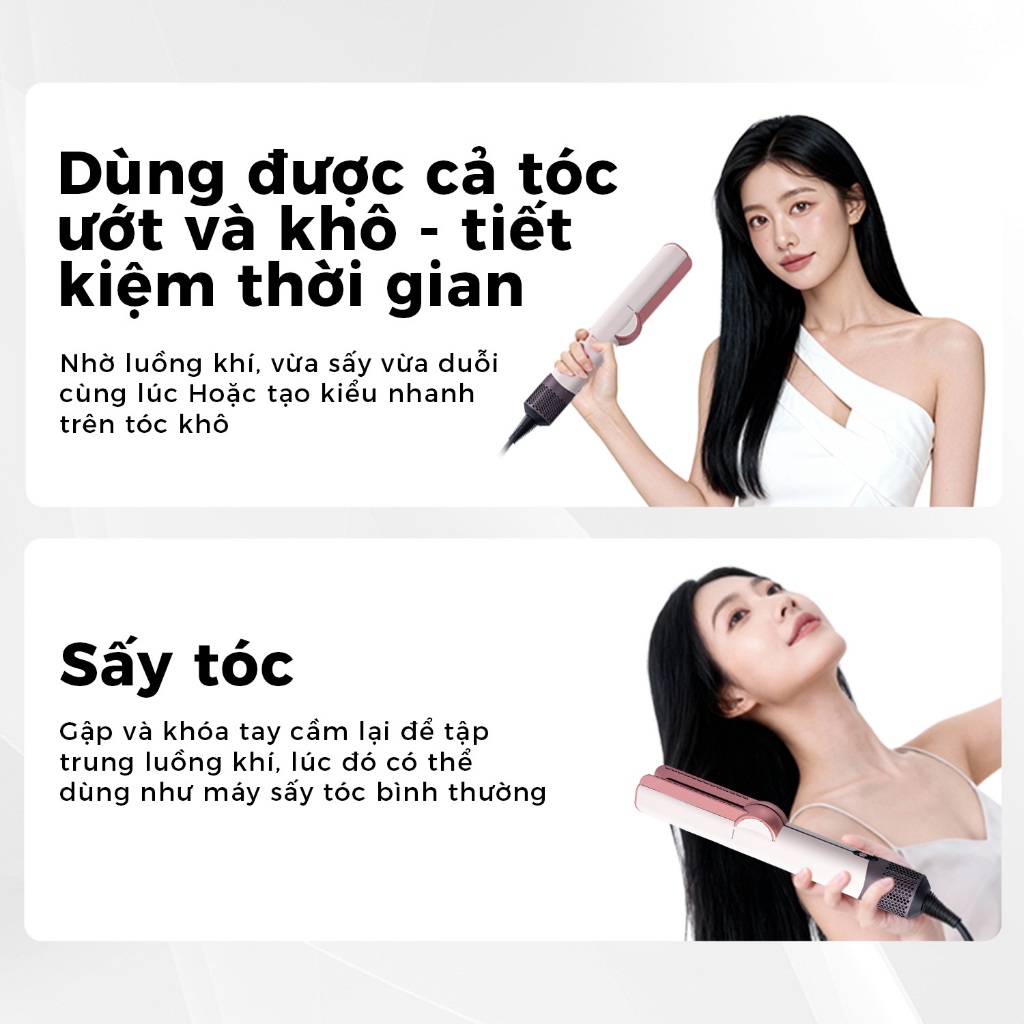 Máy Sấy Duỗi Không Nhiệt 2in1 - DREYON AirStraight Giảm Xơ Rối Tăng Bóng Mượt