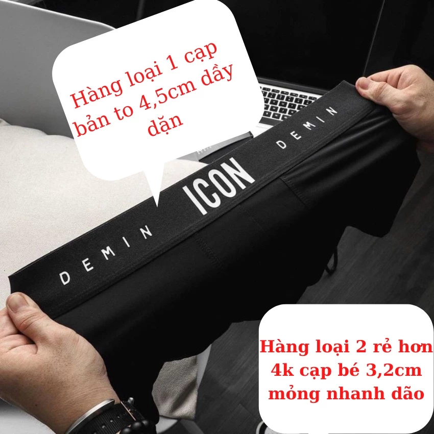 [Peinn] Quần Lót Nam Boxer IC04 Demin Thun Lạnh Cao Cấp Thoáng Khí, Co Giãn 4 Chiều - Combo 5 Cái, Set 5 Màu