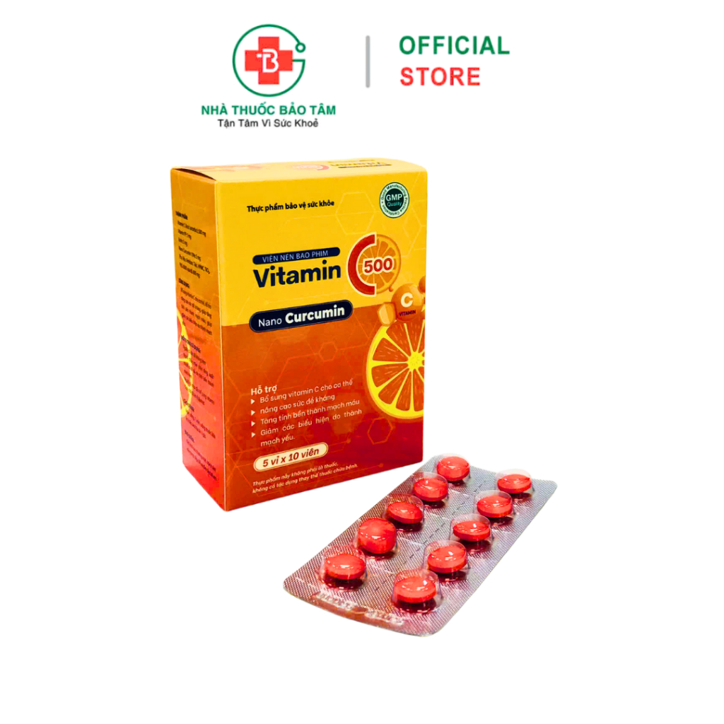 Viên Uống Vitamin C 500 Nano Curcumin Hỗ Trợ Miễn Dịch, Đẹp Da – Hộp 50 ...