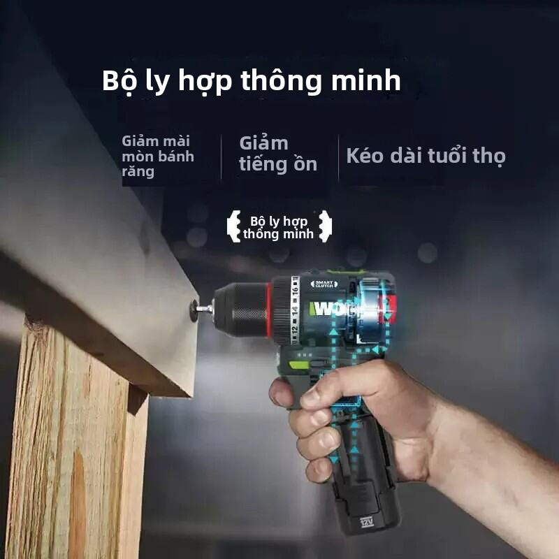 Máy khoan pin Worx WU135 trang bị ly hợp cao cấp Smart Clutch Chính Hãng - Bảo Hành 12 tháng