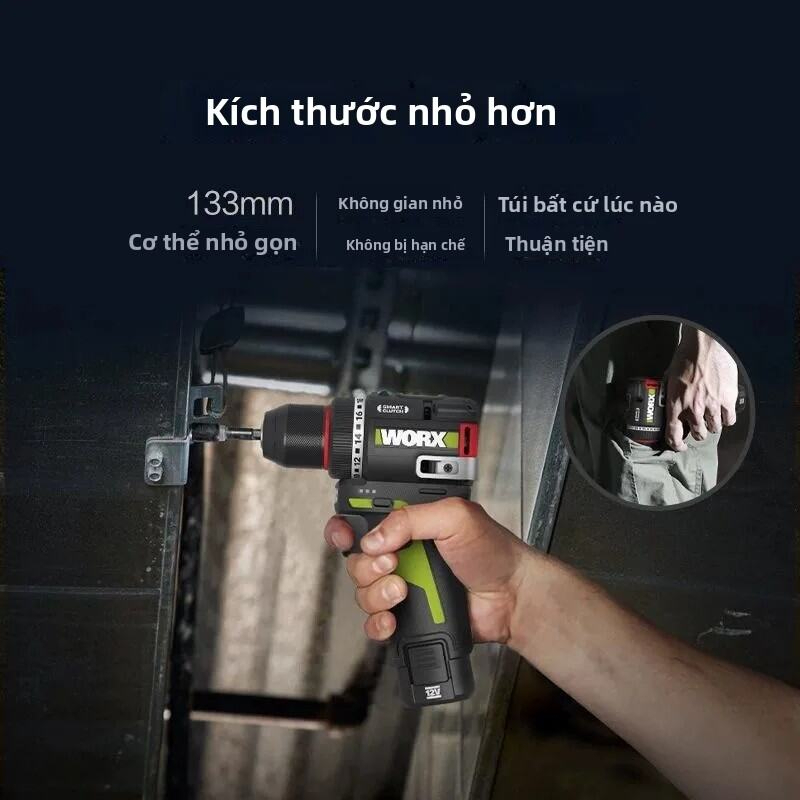 Máy khoan pin Worx WU135 trang bị ly hợp cao cấp Smart Clutch Chính Hãng - Bảo Hành 12 tháng