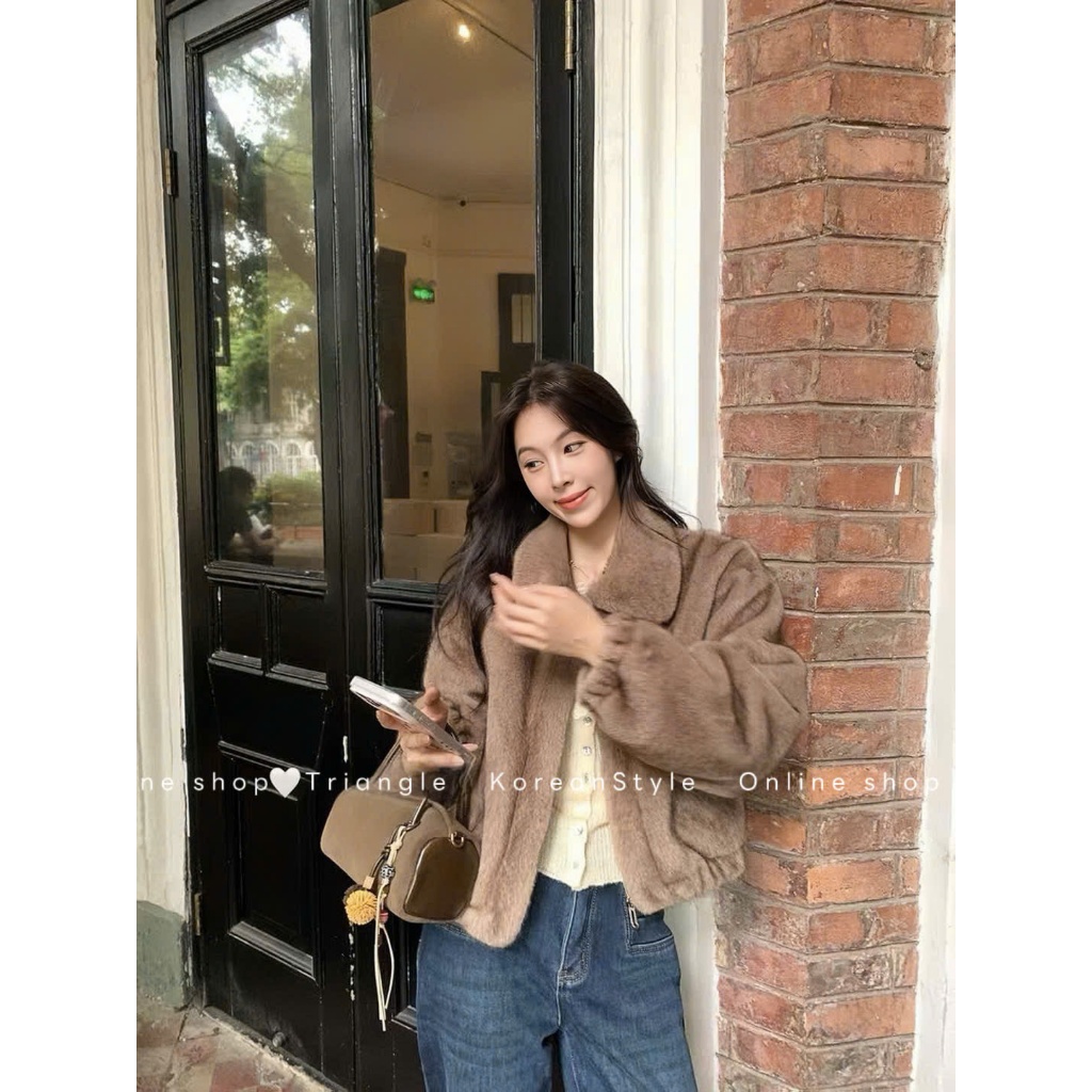 TRIANGLE - Lovely Fur coat (Cân nhắc kỹ, return is not welcomed)- Áo lông cổ sen cao cấp phong cách Hàn Quốc, thanh lịch