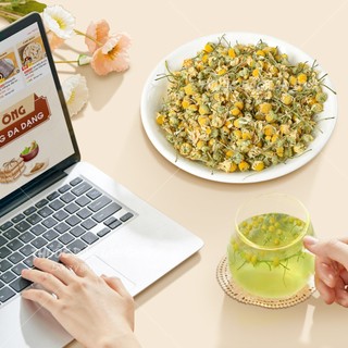Hoa cúc la mã 100g, trà hoa cúc Chamomile, bông nở, thơm, đẹp, dùng pha trà dưỡng nhan - Lãn Ông