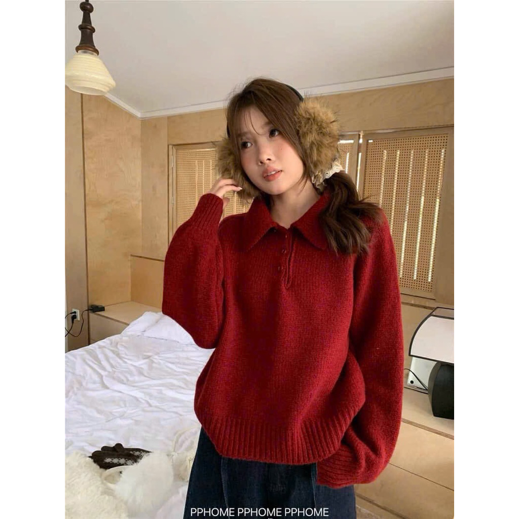 Lianstore - Áo len polo 3 cúc Qc basic( 2270) | BigBuy360 - bigbuy360.vn