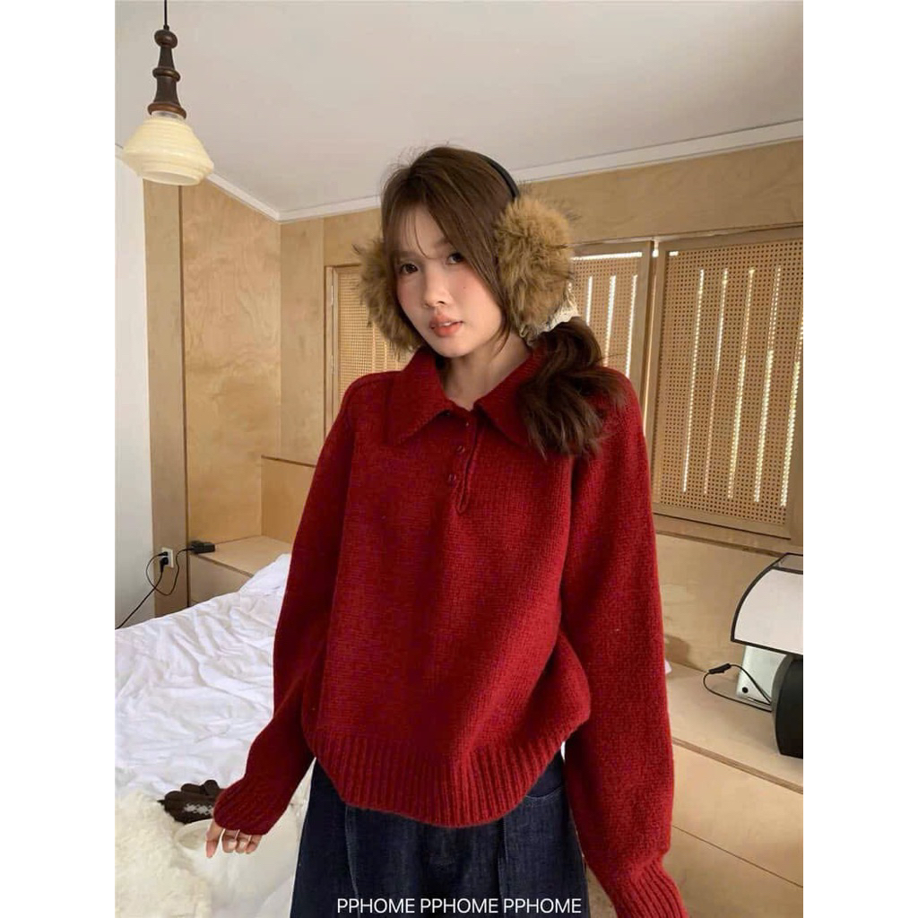 Lianstore - Áo len polo 3 cúc Qc basic( 2270) | BigBuy360 - bigbuy360.vn