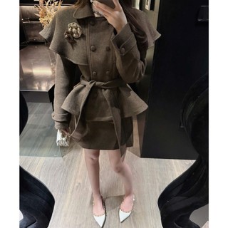 MIMI CLOTHING - Trang Phục Nữ Phong Cách Tiểu Thư Áo Khoác Dài Tay Đính Khuy Kèm Chân Váy Ngắn Xòe Nhẹ