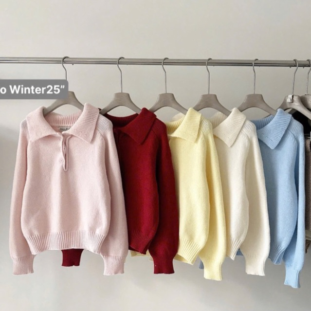 Lianstore - Áo len polo 3 cúc Qc basic( 2270)