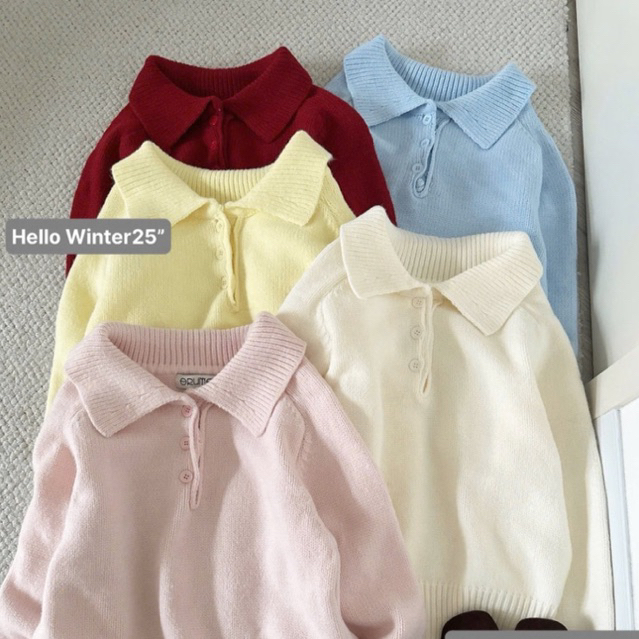 Lianstore - Áo len polo 3 cúc Qc basic( 2270) | BigBuy360 - bigbuy360.vn