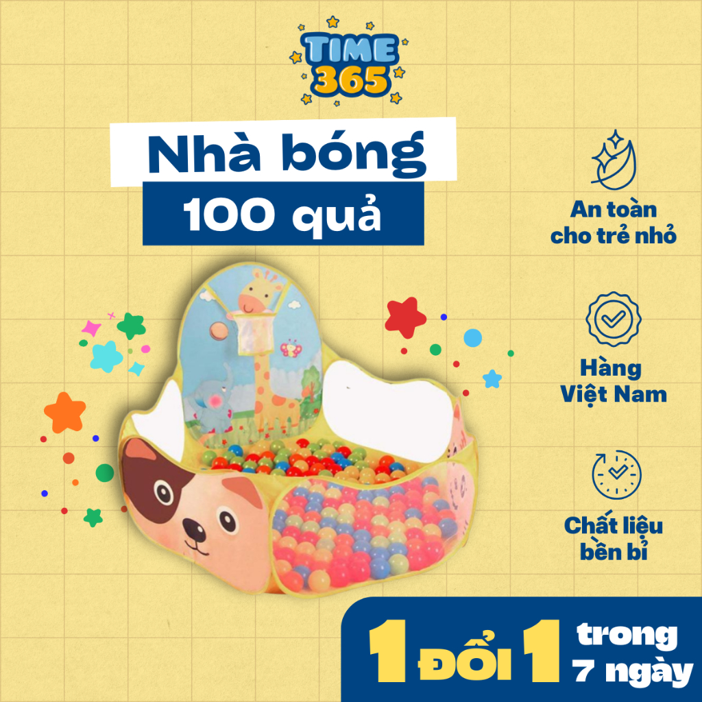 Nhà lều bóng TẶNG kèm 100 bóng nhựa 5cm cho bé – Lều chơi tự bung gấp gọn an toàn