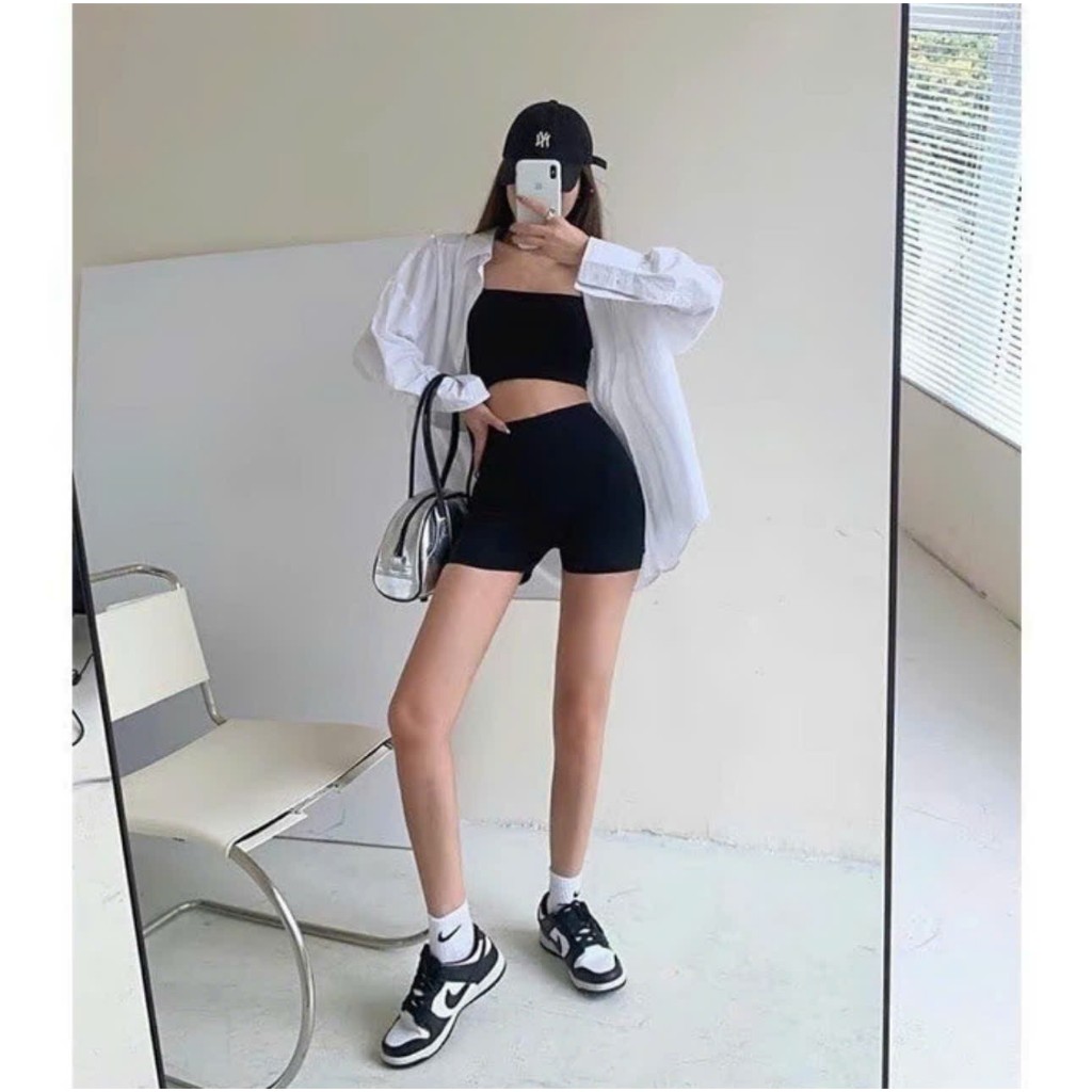 Quần Legging Đùi Biker Short Body Dáng Ôm Boxer Nhắn Phong Cách Thể Thao