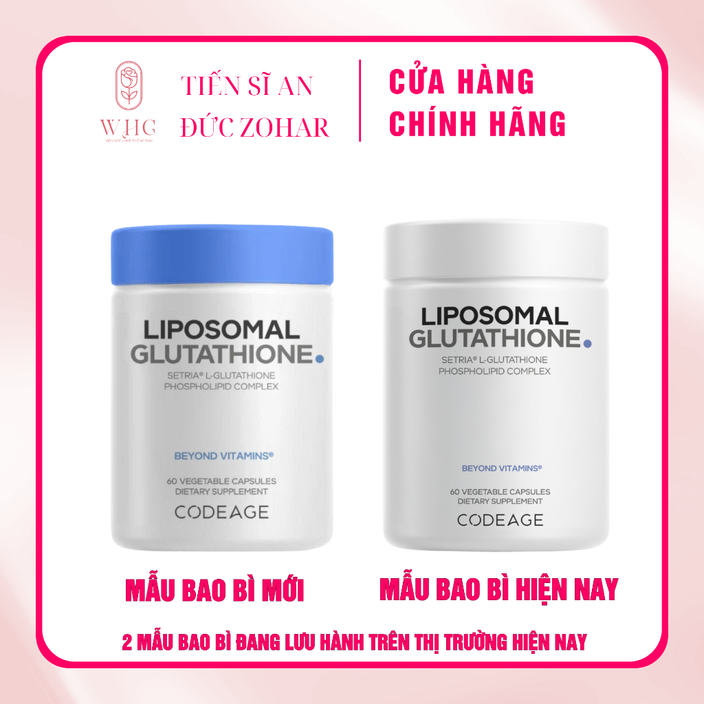 Viên uống trắng da Codeage Liposomal Glutathione (500mg/1000mg), USA chính  ngạch, 60v dùng 1-2 tháng