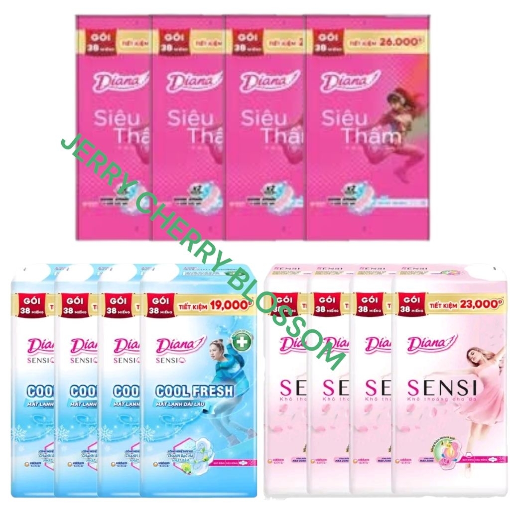 COMBO GÓI LỚN 38 MIẾNG/GÓI Diana siêu mỏng cánh(siêu thấm ,sensi)