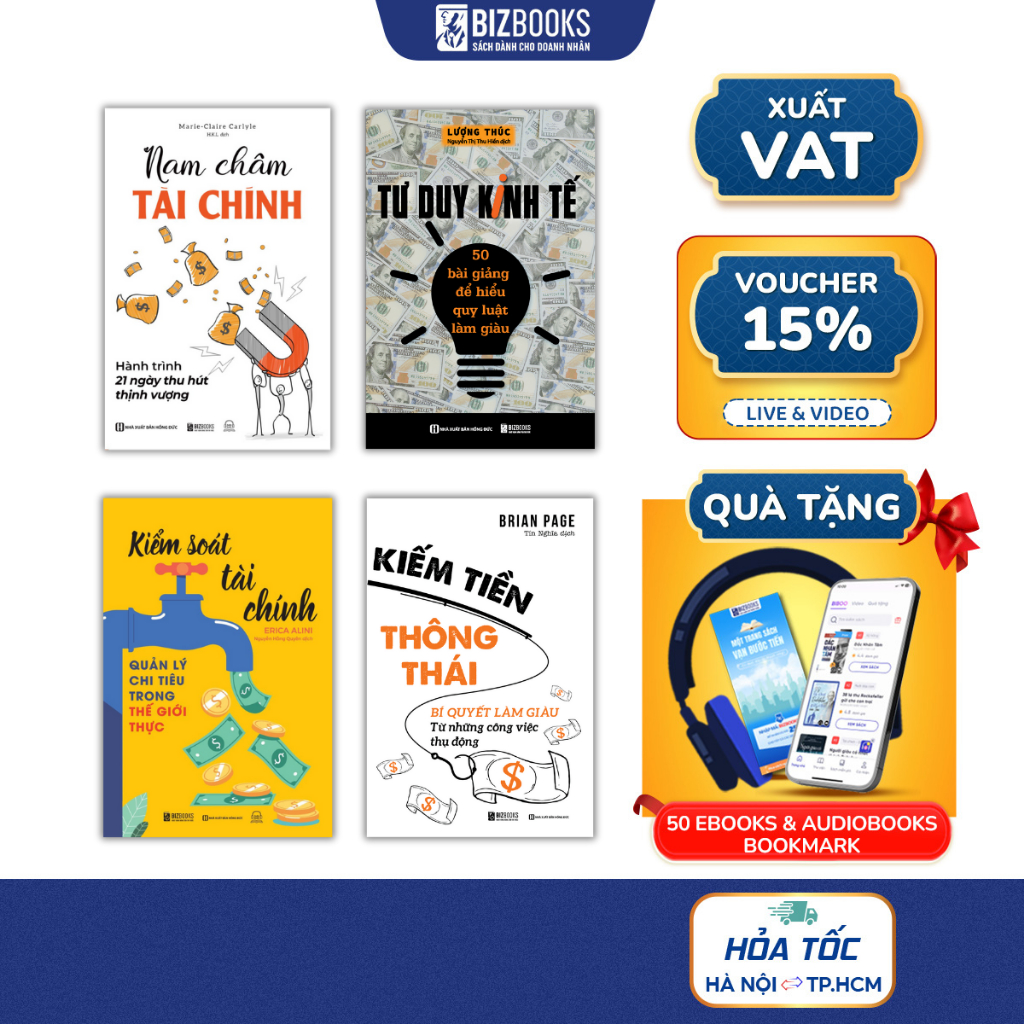 Bộ Sách Kiểm Soát Tài Chính Tư Duy Kinh Tế, Kiếm Tiền Thông Thái, Nam Châm Tài Chính - Bizbooks