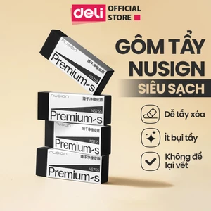 Gôm Tẩy Đen Siêu Sạch Nusign Deli Cao Cấp - Tẩy Thành Sợi, Không Bụi Vụn, Không Để Lại Vết Cho Học Sinh Văn Phòng