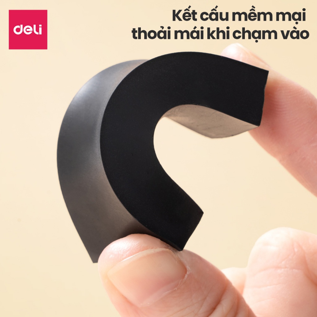 Gôm Tẩy Đen Siêu Sạch Nusign Deli Cao Cấp - Tẩy Thành Sợi, Không Bụi Vụn, Không Để Lại Vết Cho Học Sinh Văn Phòng