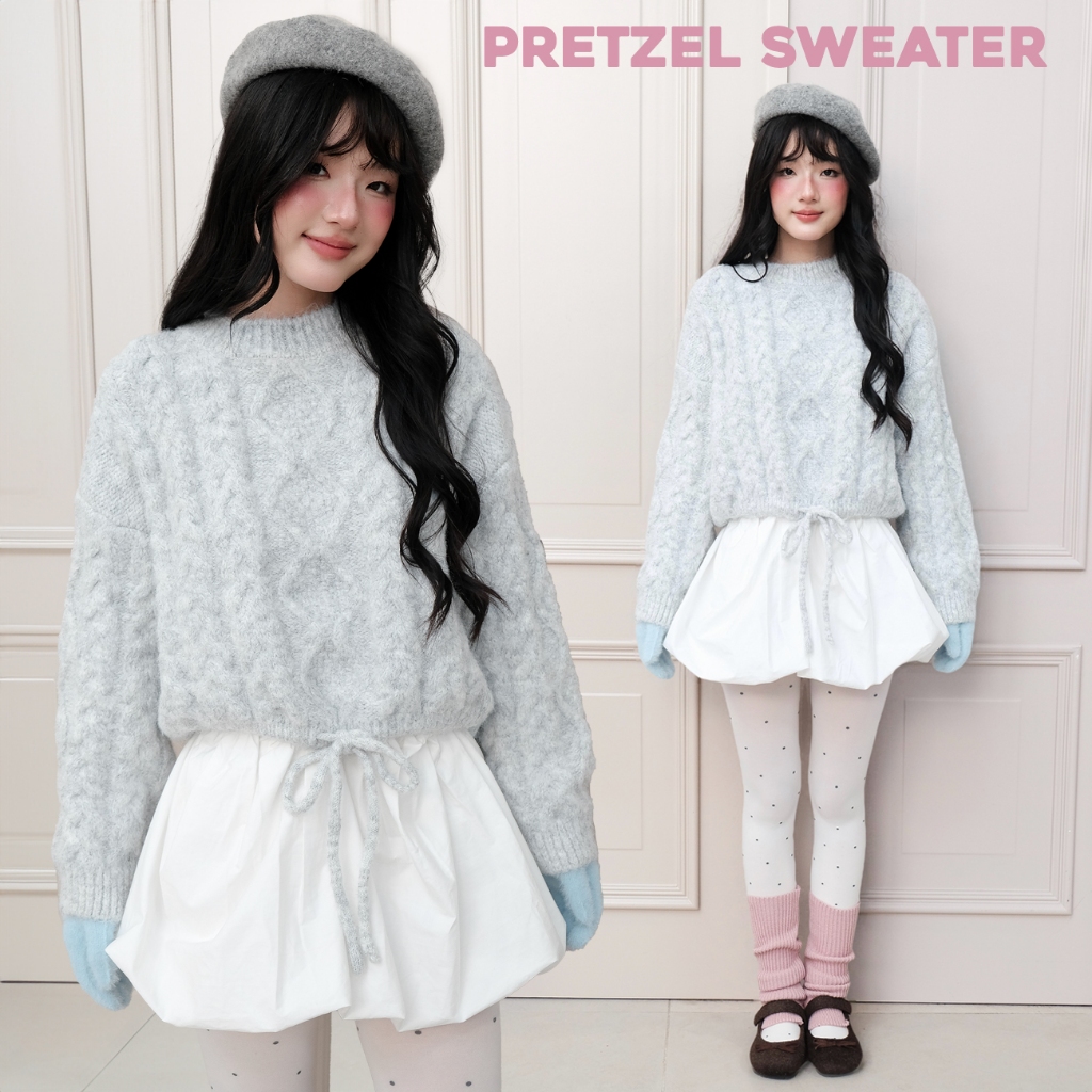 BLEUBIRD Áo len vặn thừng Pretzel Sweater