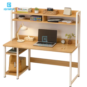 Bàn Làm Việc, Bàn Học Nội Thất 5C BH-073 Kèm Giá Sách, Khung Sắt Sơn Tĩnh Điện Chắc Chắn, Mặt Gỗ MDF Dày 15mm