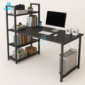 Bàn làm việc bàn để máy tính 1,2m &1m khung sắt hộp 25x25 kèm giá sách sơn tĩnh điện chịu lực cao full phụ kiện lắp ráp