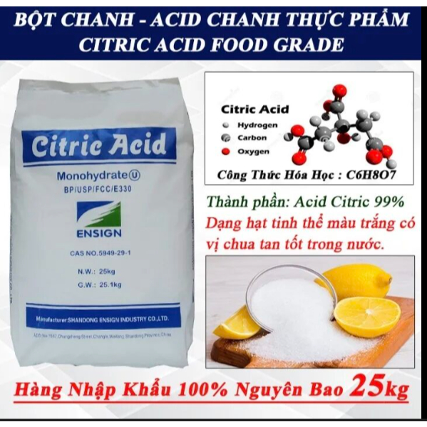 5kg Bột Chua Axit Citric, Bột Chanh Tẩy Rửa, Bột Chanh Tạo Độ Chua Cho Thực Phẩm E330