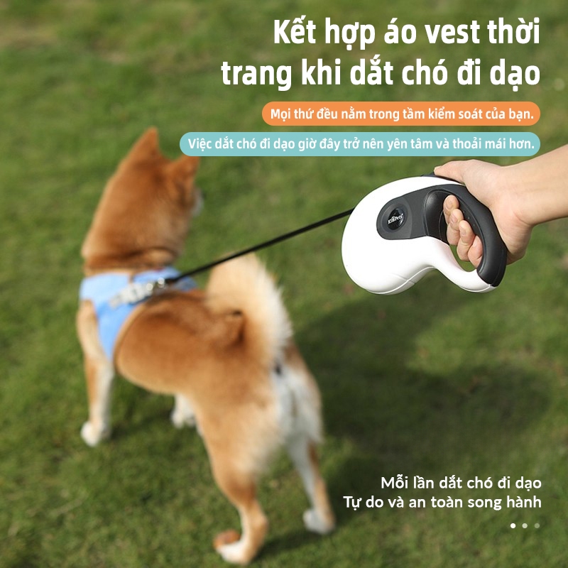 Dây Dắt Chó Tự Động Thu Dây Cutepet– Điều Chỉnh Độ Dài, Xoay 360°, Dắt Chó Đi Dạo An Toàn & Thoải Mái