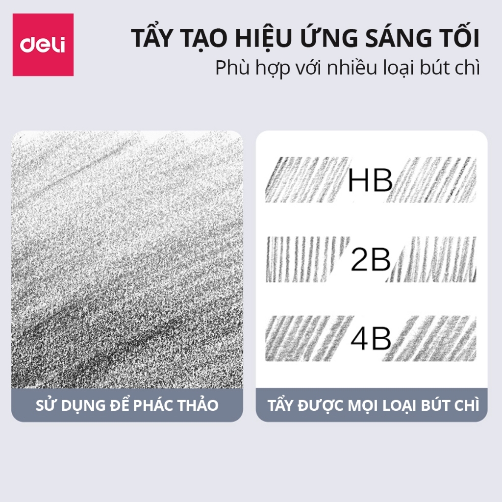 Gôm Tẩy 4B Deli Dmast – Tẩy Mềm Cao Cấp, Ít Vụn, Không Rách Giấy, Cho Học Sinh Sinh Viên