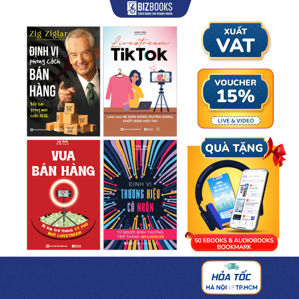 Bộ Sách - Vua bán hàng, Định vị phong cách bán hàng, livestream Tiktok, định vị thương hiệu cá nhân
