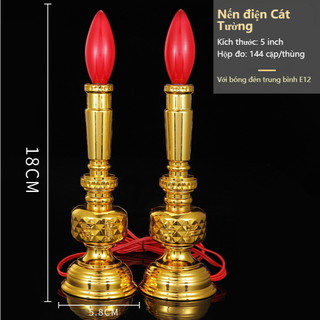 Bộ 2 đèn cầy nến để bàn thờ gia tiên thờ cúng mạ xi -APEX Kích thước 5/6/8 inch - Phong thủy trang trí nhà thờ