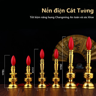 Bộ 2 Nến Điện Mạ Xi Cho Bàn Thờ Gia Tiên Ông Địa - Dùng Điện 220V