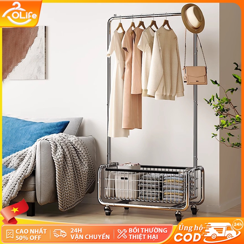𝐎𝐥𝐢𝐟𝐞 Giá Treo Quần Áo Kèm Giỏ Đựng Đồ Mẫu Mới Giá Phơi Phẩm Chất Cao Giá Treo Quần Áo Hiện Đại