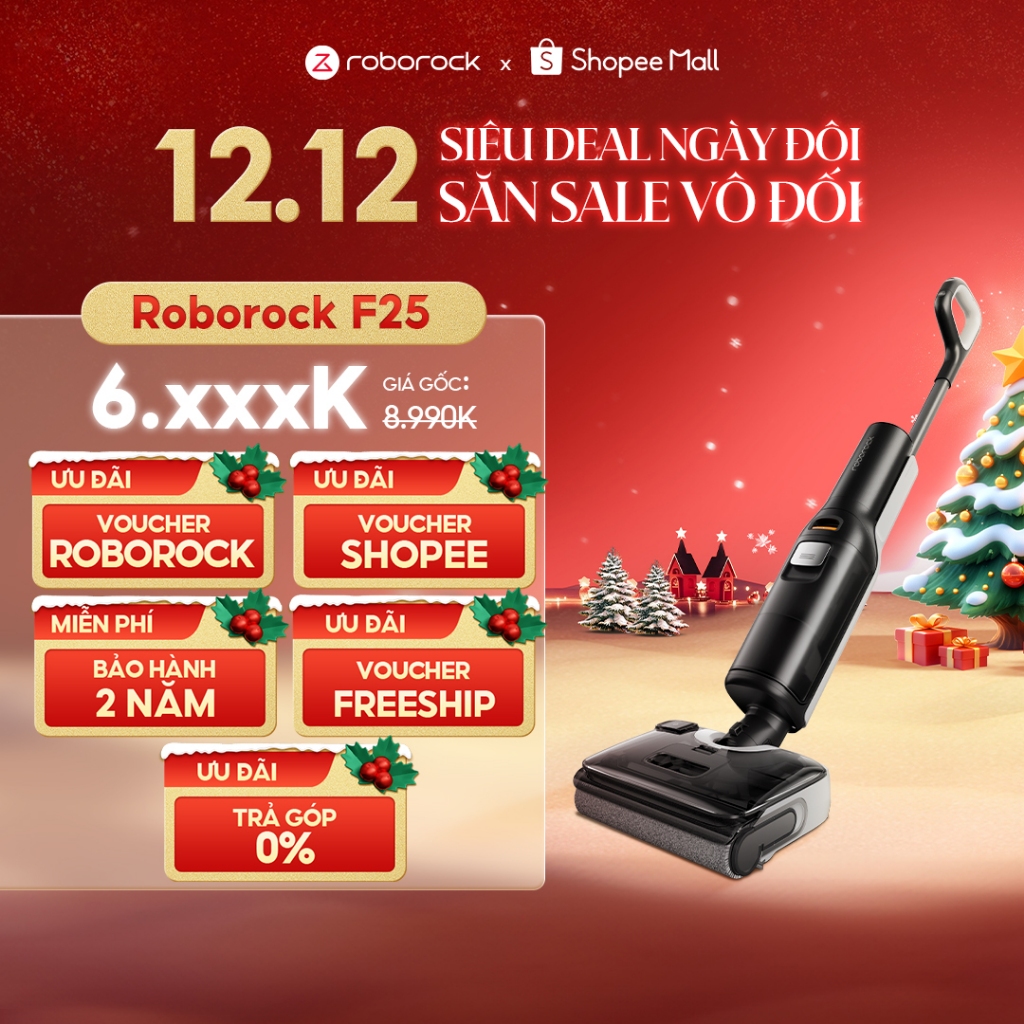 Roborock F25 máy hút bụi lau nhà cầm tay không dây | Tự động giặt sấy giẻ | Lực hút 20.000Pa