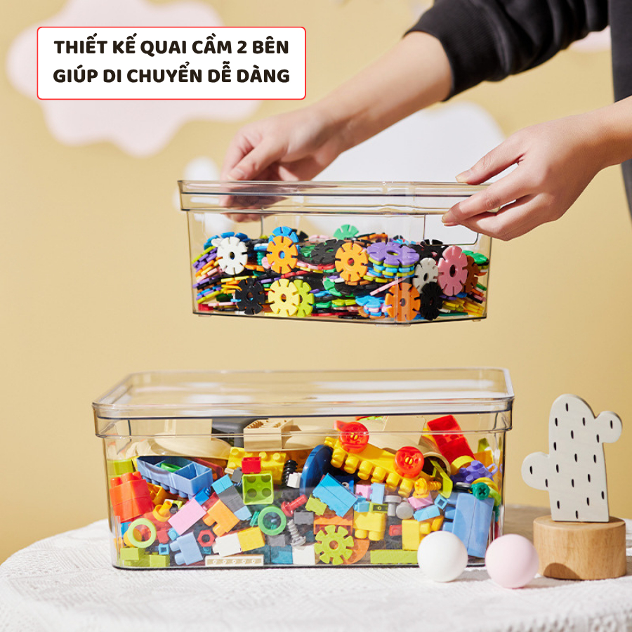 Hộp Đựng Đồ Trong Suốt Có Nắp Enoda Home Đa Năng Có Tay Cầm Siêu Sang Q052