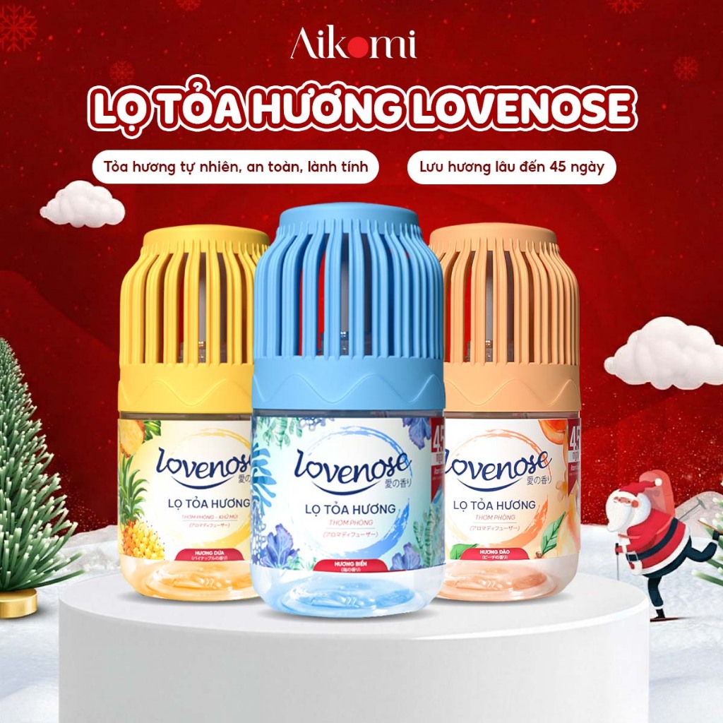 Lọ tỏa hương Lovenose hương thơm tự nhiên dễ chịu sáp thơm phòng khử mùi thế hệ mới 45 ngày - 180ml