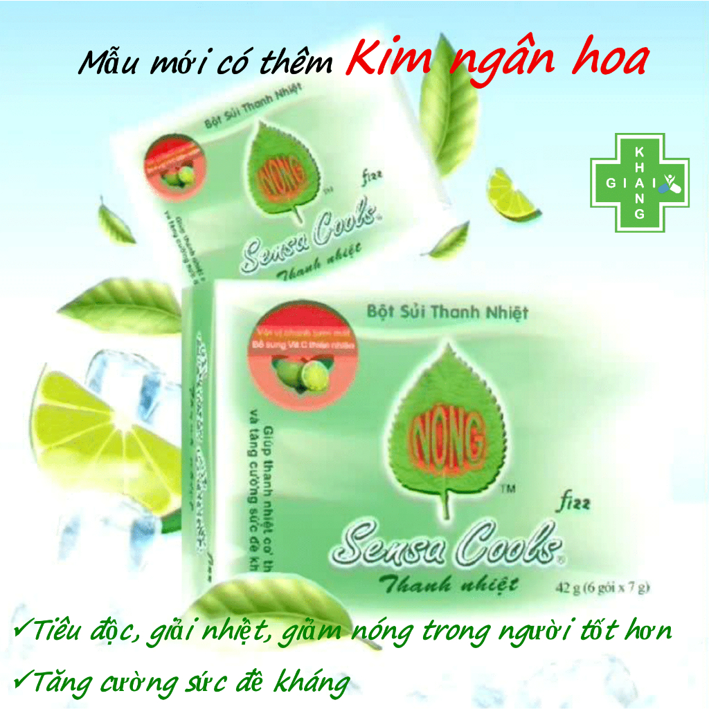 Bột sủi thanh nhiệt hương chanh Sensacool, giúp đánh bay mụn nhọt, nóng trong, giải khát ngày hè (Hộp 6 gói)