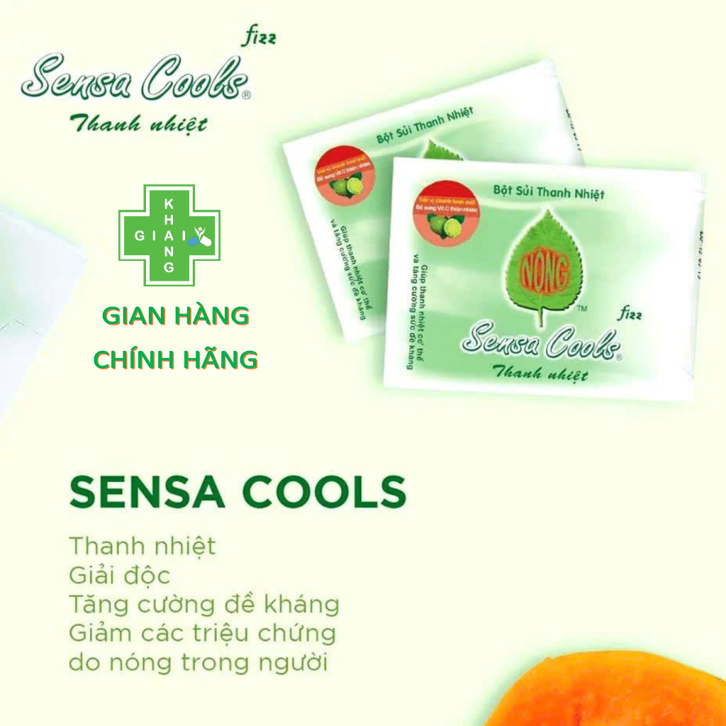 Bột sủi thanh nhiệt hương chanh Sensacool, giúp đánh bay mụn nhọt, nóng trong, giải khát ngày hè (Hộp 6 gói)