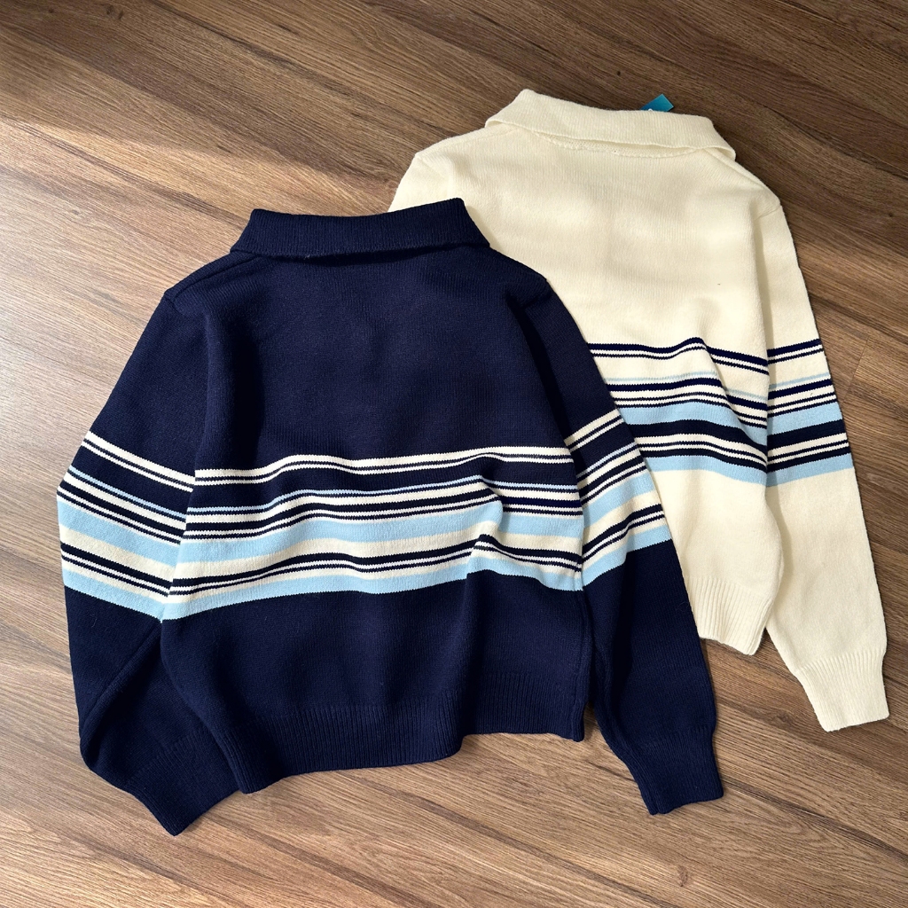 Áo Len Tay Dài Mirage Sọc Ngang Local Brand, Chất Len Mềm Mịn.